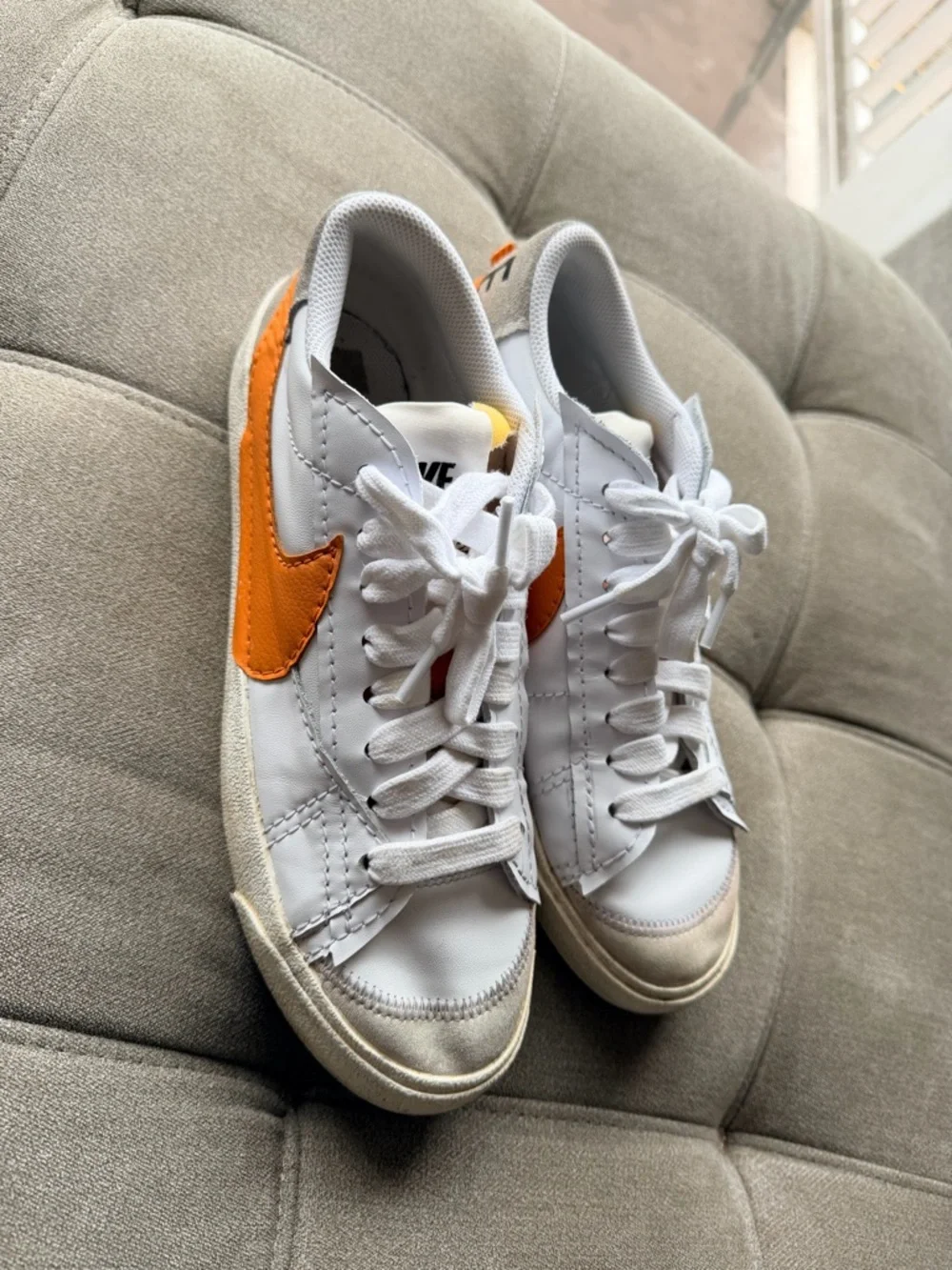 Nike Blazer Low '77 Jumbo White Magma Orange Sneakers - Size 10